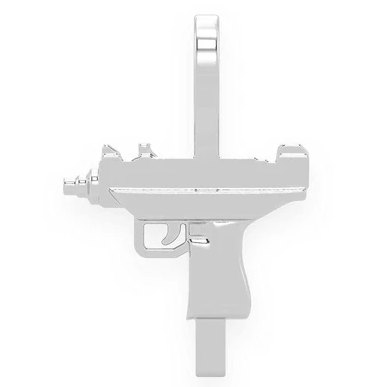 Solid K Uzi Gun Pendant  customdiamjewel   