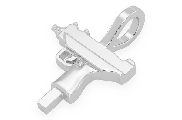 Solid K Uzi Gun Pendant  customdiamjewel   