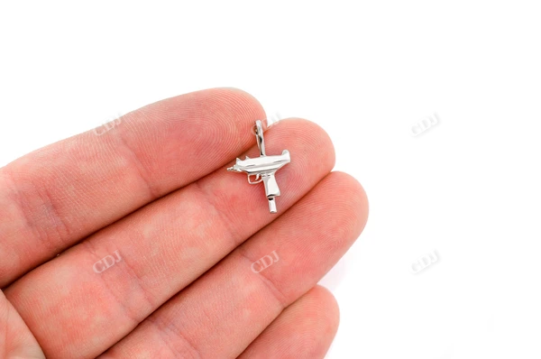 Solid K Uzi Gun Pendant  customdiamjewel   