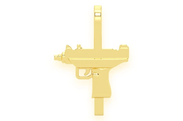 Solid K Uzi Gun Pendant  customdiamjewel   