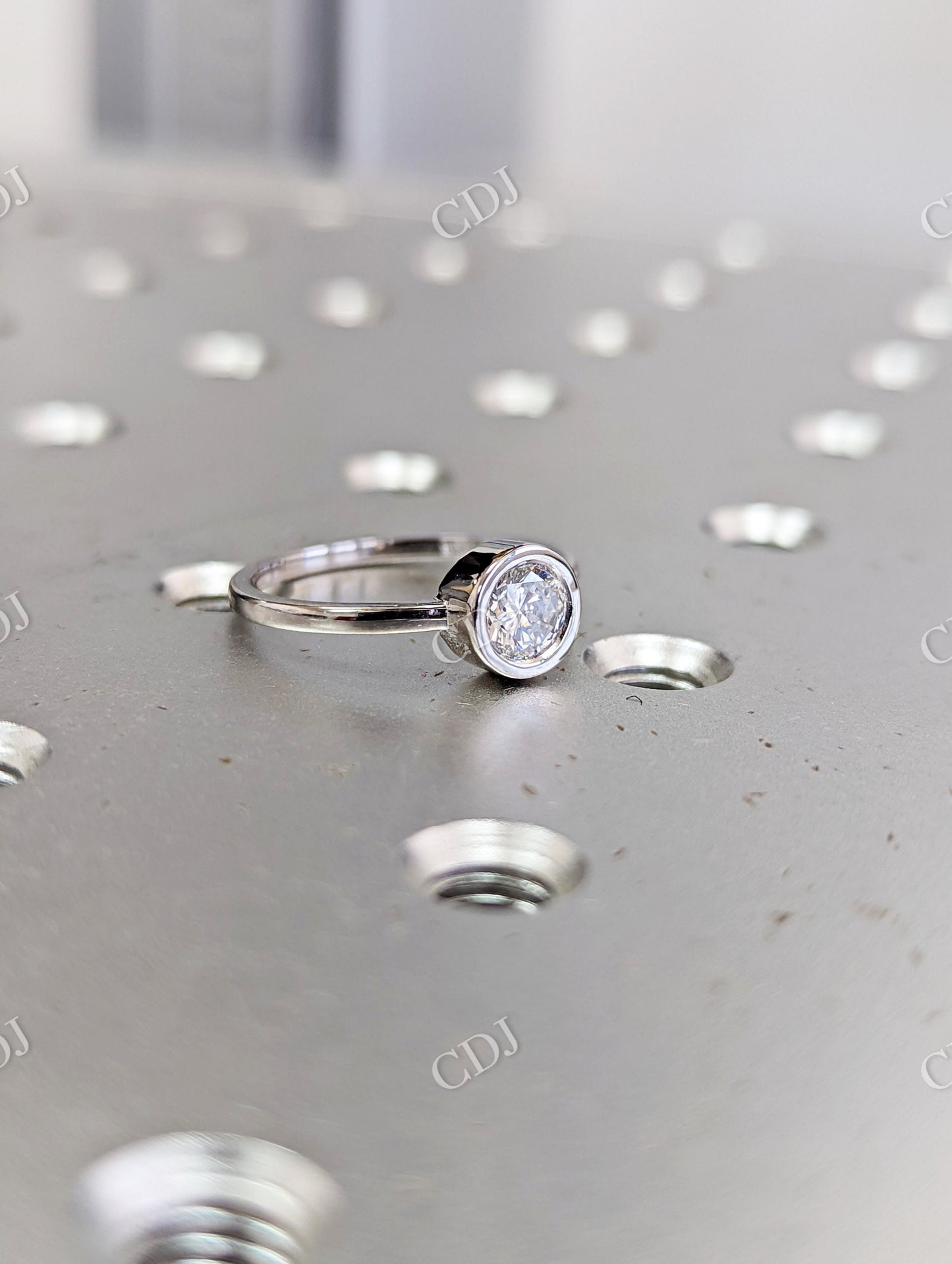 Bezel Setting, Round Cut 5 mm Moissanite Solitaire Engagement Ring  customdiamjewel   