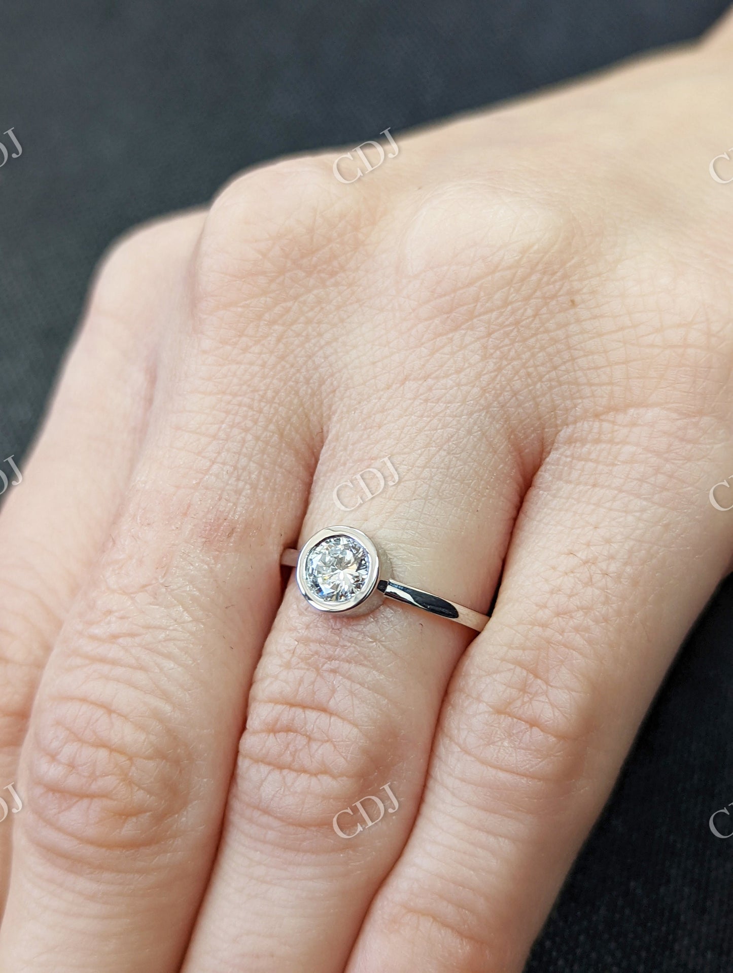 Bezel Setting, Round Cut 5 mm Moissanite Solitaire Engagement Ring  customdiamjewel   