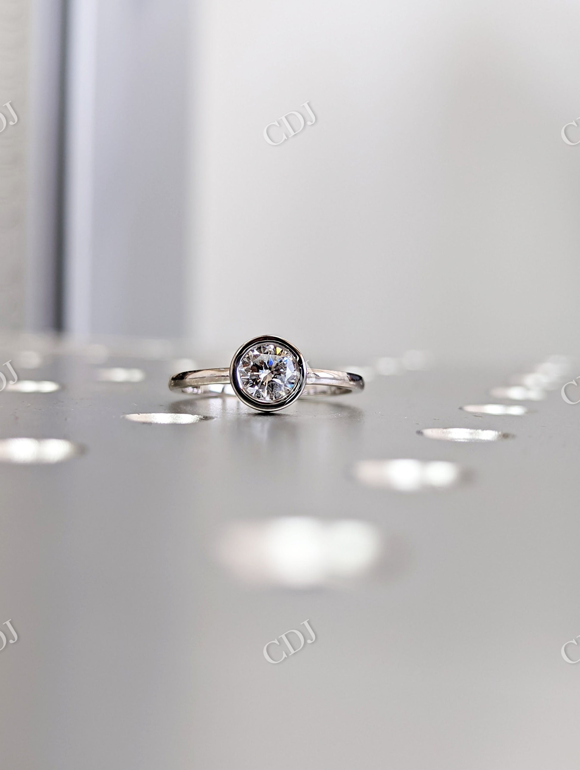 Bezel Setting, Round Cut 5 mm Moissanite Solitaire Engagement Ring  customdiamjewel   