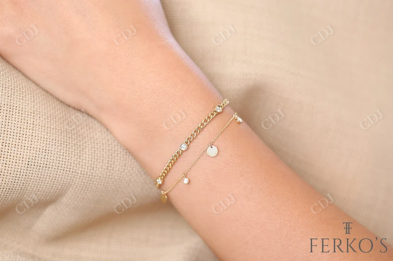 0.08Ctw Dangling Lab Grown Diamond Bracelet  customdiamjewel   