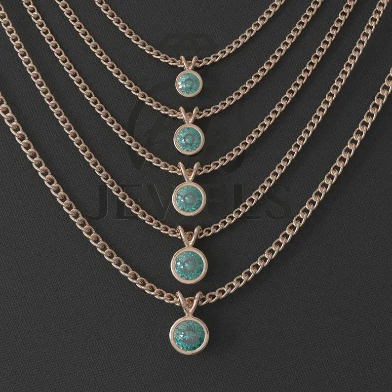 Cyan Blue Portuguese Cut Moissanite Necklace  customdiamjewel 10KT Rose Gold VVS-EF