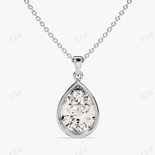 1CT Pear Cut Moissanite Solitaire Bezel Set Necklace  customdiamjewel 10KT White Gold VVS-EF