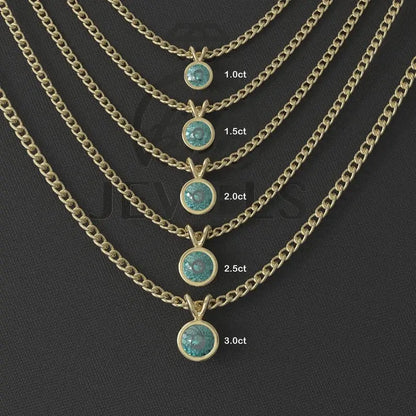 Cyan Blue Portuguese Cut Moissanite Necklace  customdiamjewel 10KT Yellow Gold VVS-EF