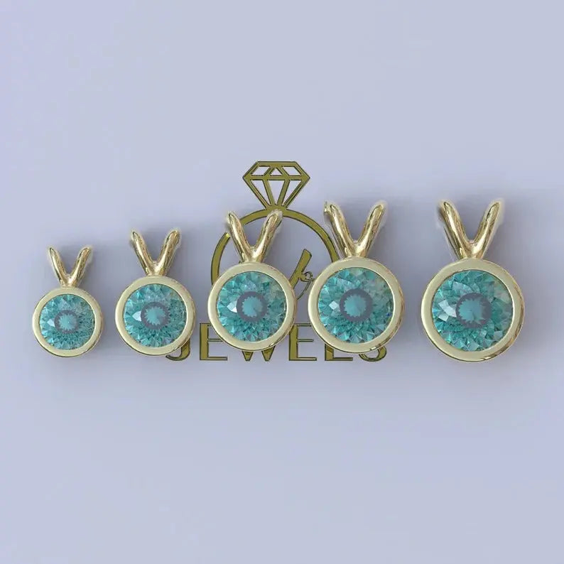 Cyan Blue Portuguese Cut Moissanite Necklace  customdiamjewel   