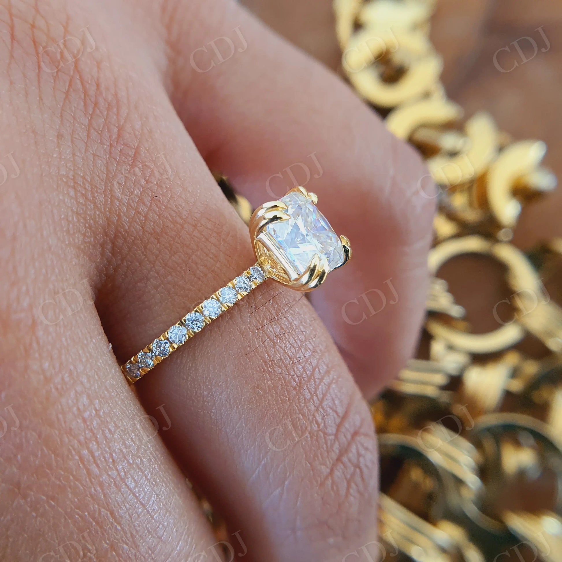 2.00CT Square Radiant Cut Eternity Moissanite Engagement Ring  customdiamjewel   