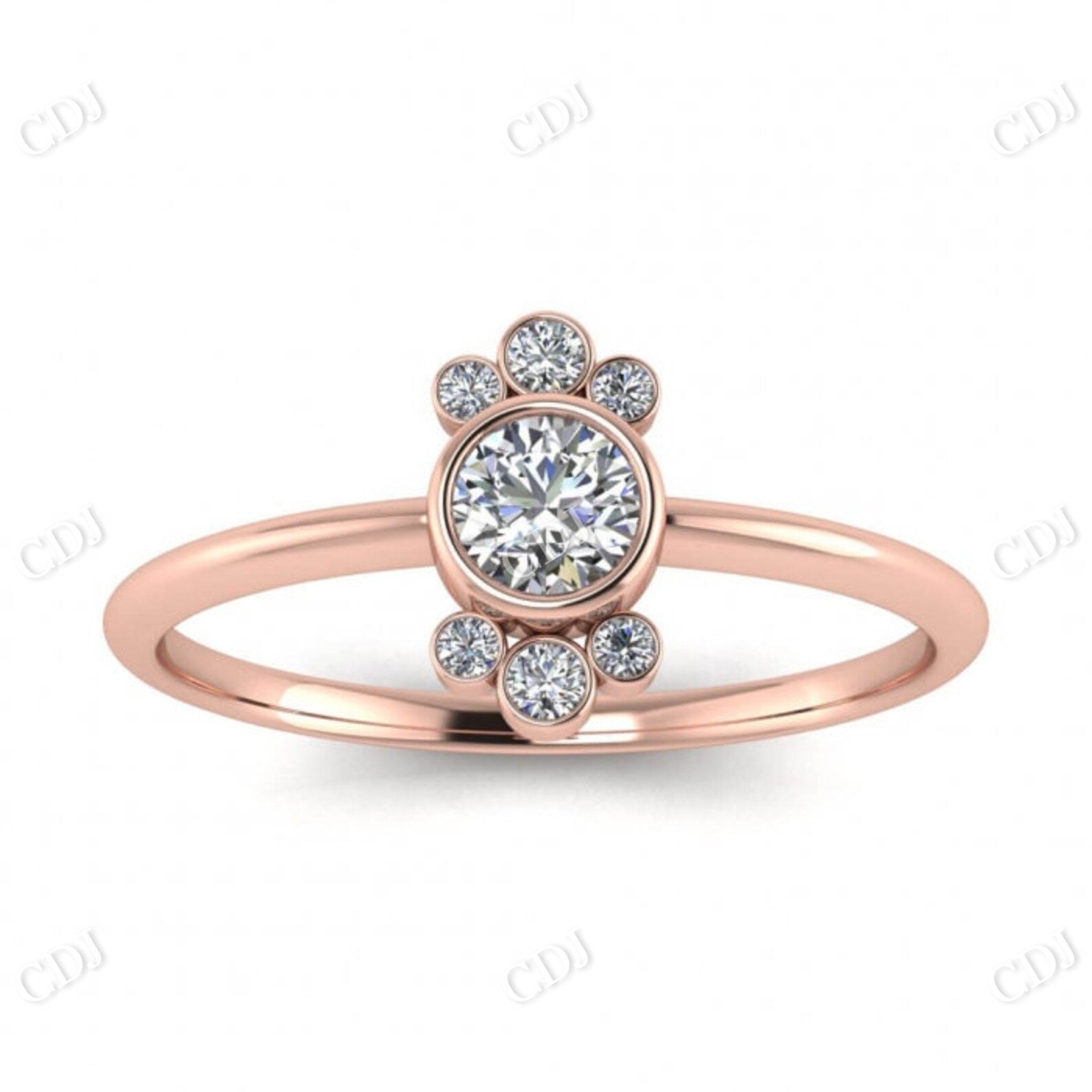 Solid Gold Boho Moissanite Delicate Round Bezel Engagement Ring  customdiamjewel 10 KT Rose Gold VVS-EF