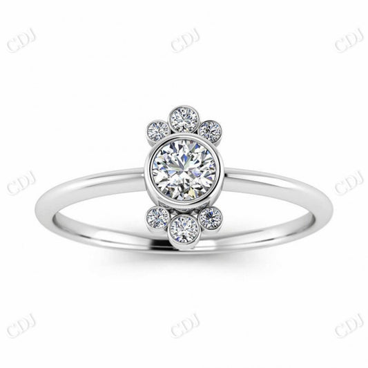 Solid Gold Boho Moissanite Delicate Round Bezel Engagement Ring  customdiamjewel 10 KT White Gold VVS-EF