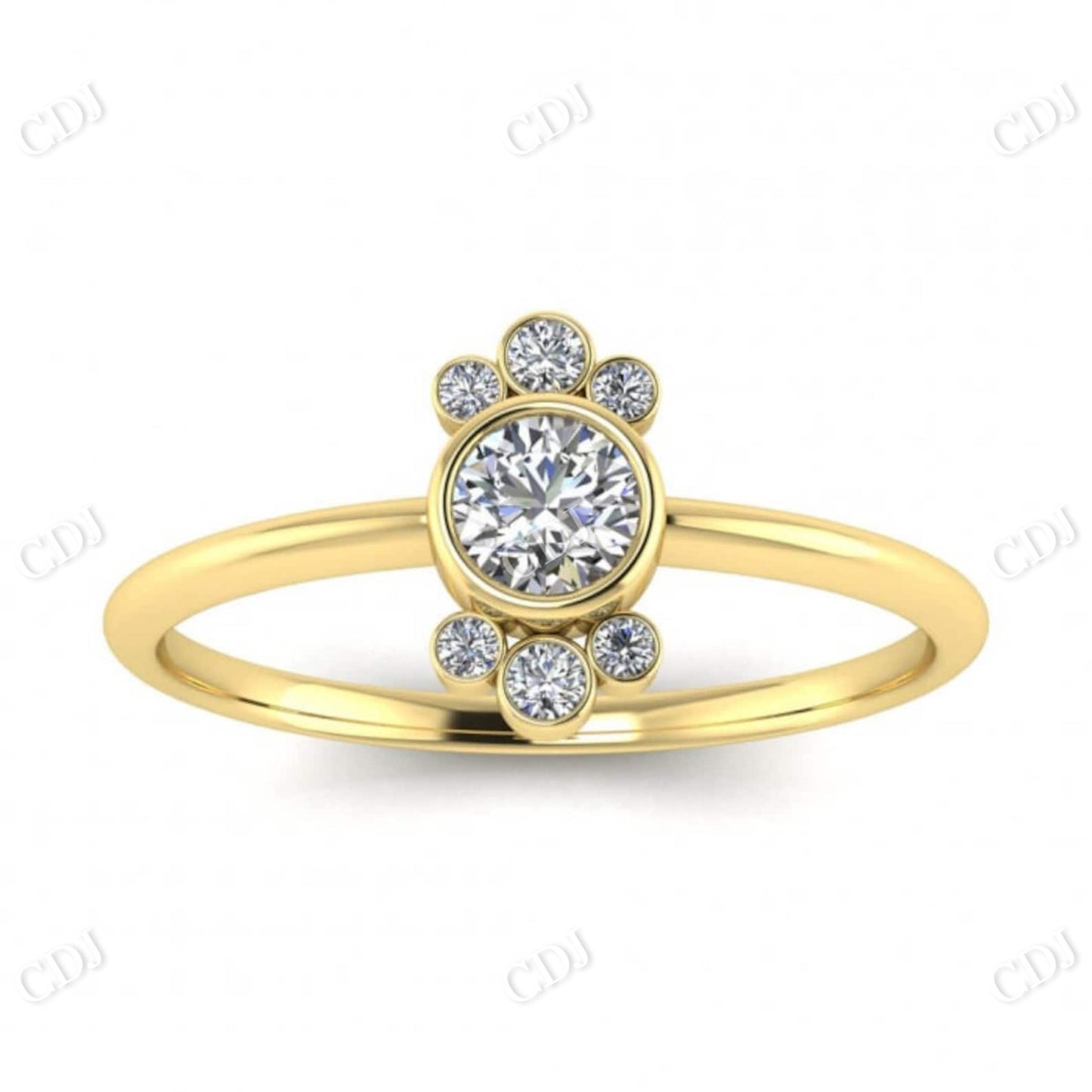 Solid Gold Boho Moissanite Delicate Round Bezel Engagement Ring  customdiamjewel 10 KT Yellow Gold VVS-EF