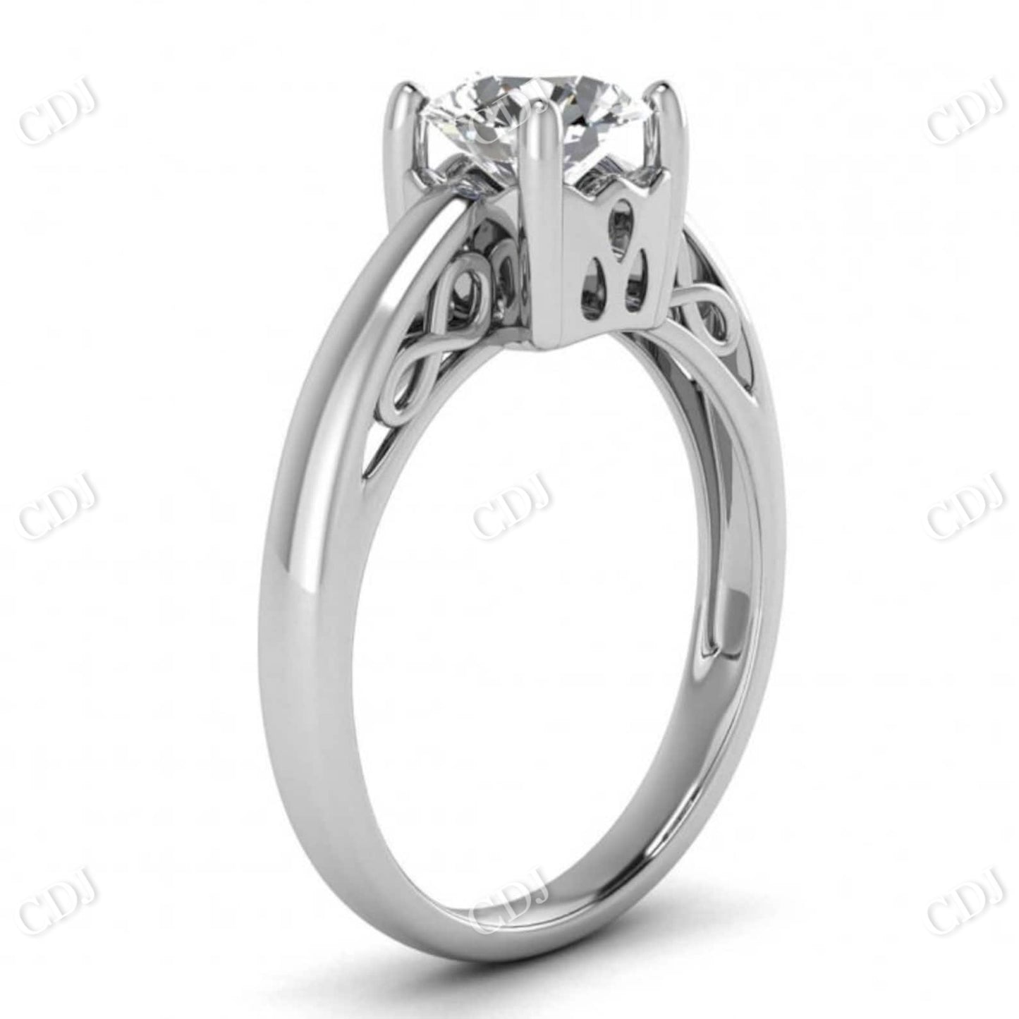 Solid Gold Hidden Infinity Miligrain Moissanite Prong Setting Ring  customdiamjewel   