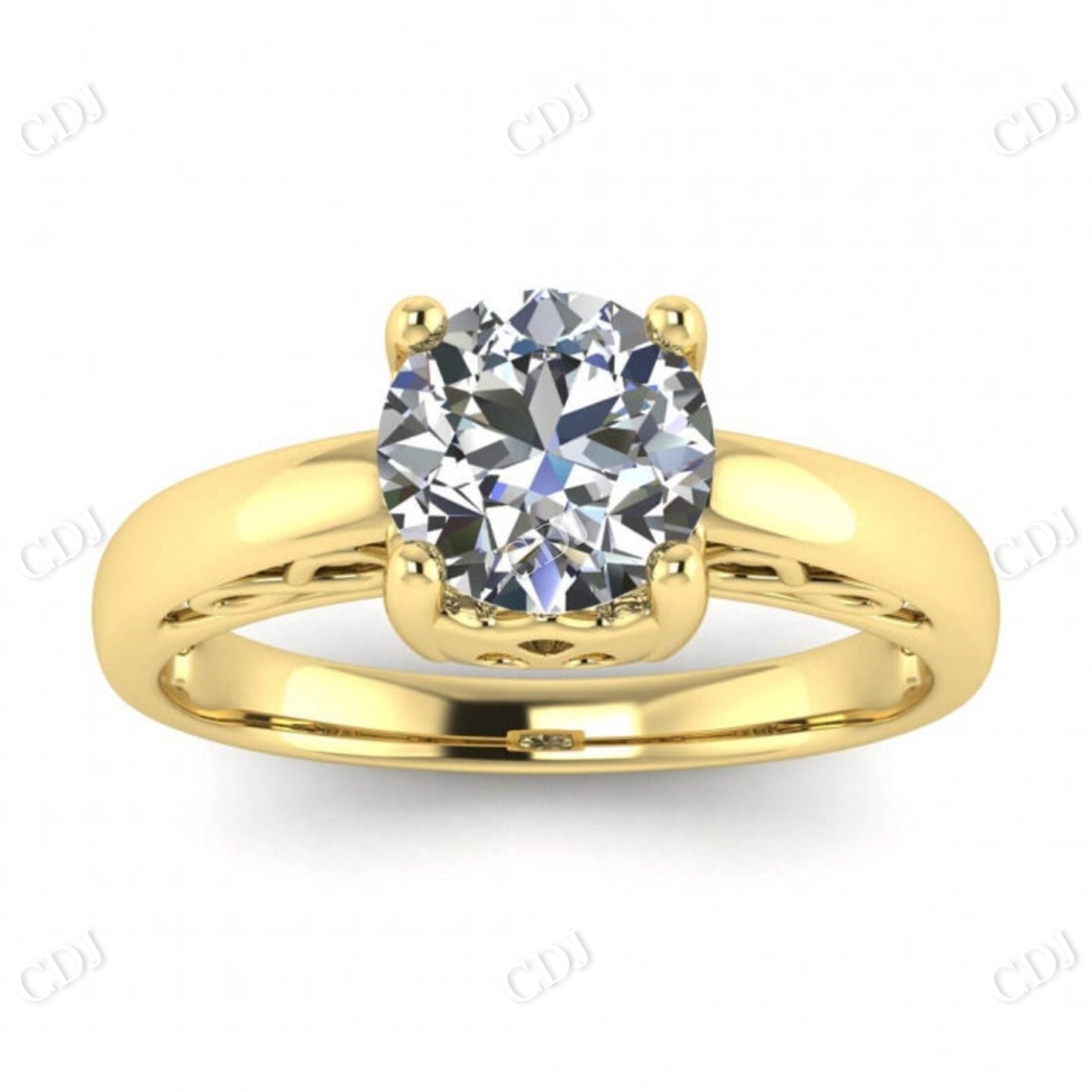 Solid Gold Hidden Infinity Miligrain Moissanite Prong Setting Ring  customdiamjewel 10 KT Yellow Gold VVS-EF