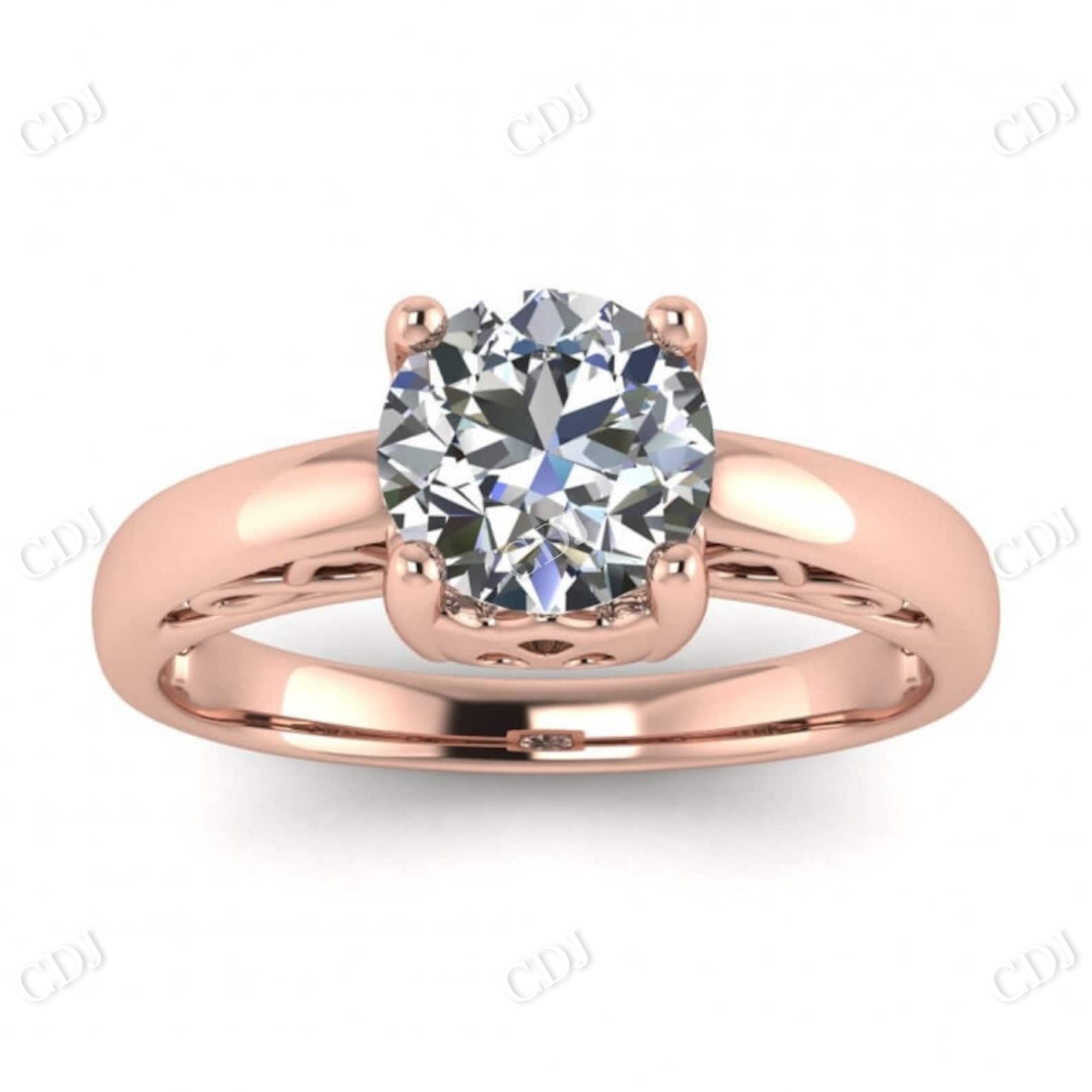 Solid Gold Hidden Infinity Miligrain Moissanite Prong Setting Ring  customdiamjewel 10 KT Rose Gold VVS-EF