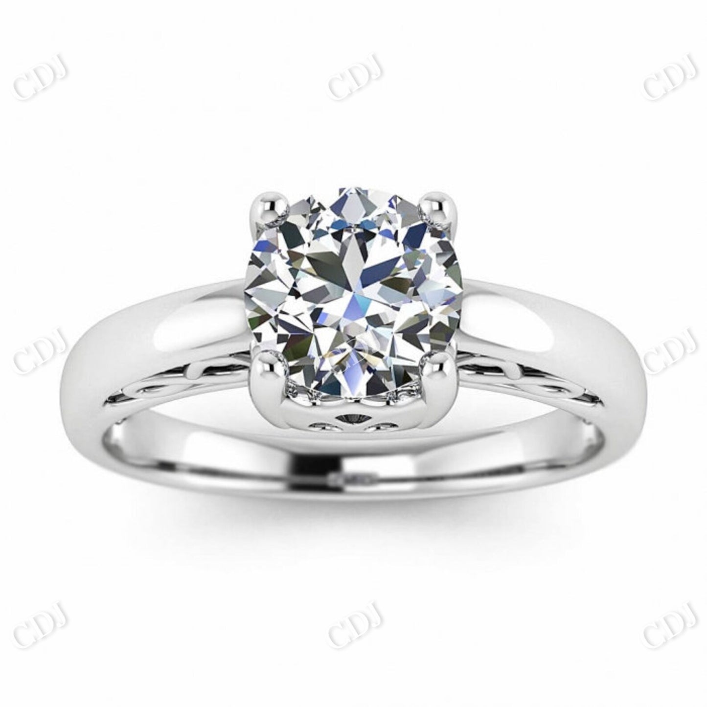 Solid Gold Hidden Infinity Miligrain Moissanite Prong Setting Ring  customdiamjewel 10 KT White Gold VVS-EF