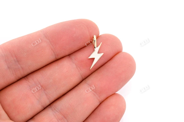 Mini Lightning Bolt Emoji Gold Pendant  customdiamjewel   