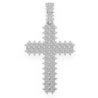 10.00CTW Extra Large Five Row Jagged Cross Pendant  customdiamjewel   