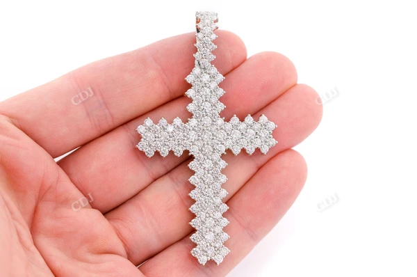 10.00CTW Extra Large Five Row Jagged Cross Pendant  customdiamjewel   