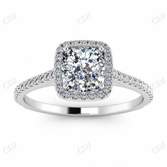 White Gold Cushion Moissanite Halo Ring  customdiamjewel 10 KT White Gold VVS-EF