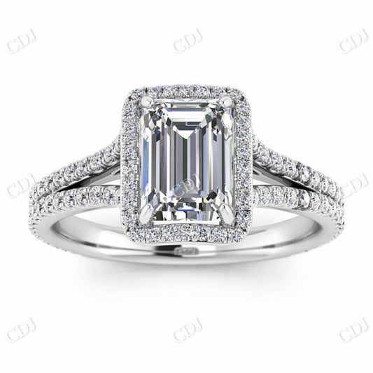 White Gold Emerald Cut Moissanite Split Shank Engagement Ring  customdiamjewel 10 KT White Gold VVS-EF