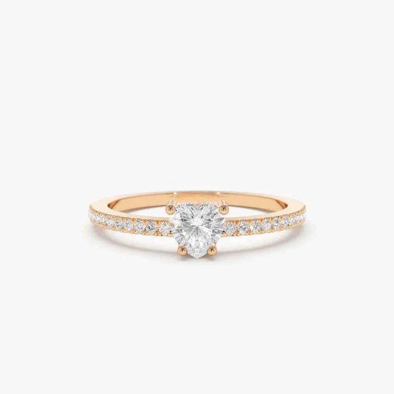 0.40 CTW Heart Shape Lab Grown Diamond Solitaire Wedding Band  customdiamjewel 10KT Rose Gold VVS-EF