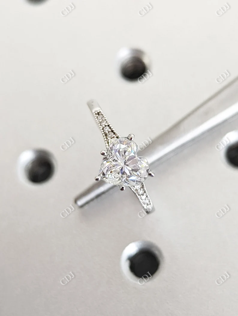 1.5CT Heart Shaped Moissanite Engagement Ring  customdiamjewel   