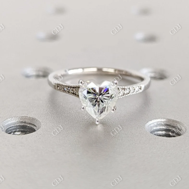 1.5CT Heart Shaped Moissanite Engagement Ring  customdiamjewel 10KT White Gold VVS-EF