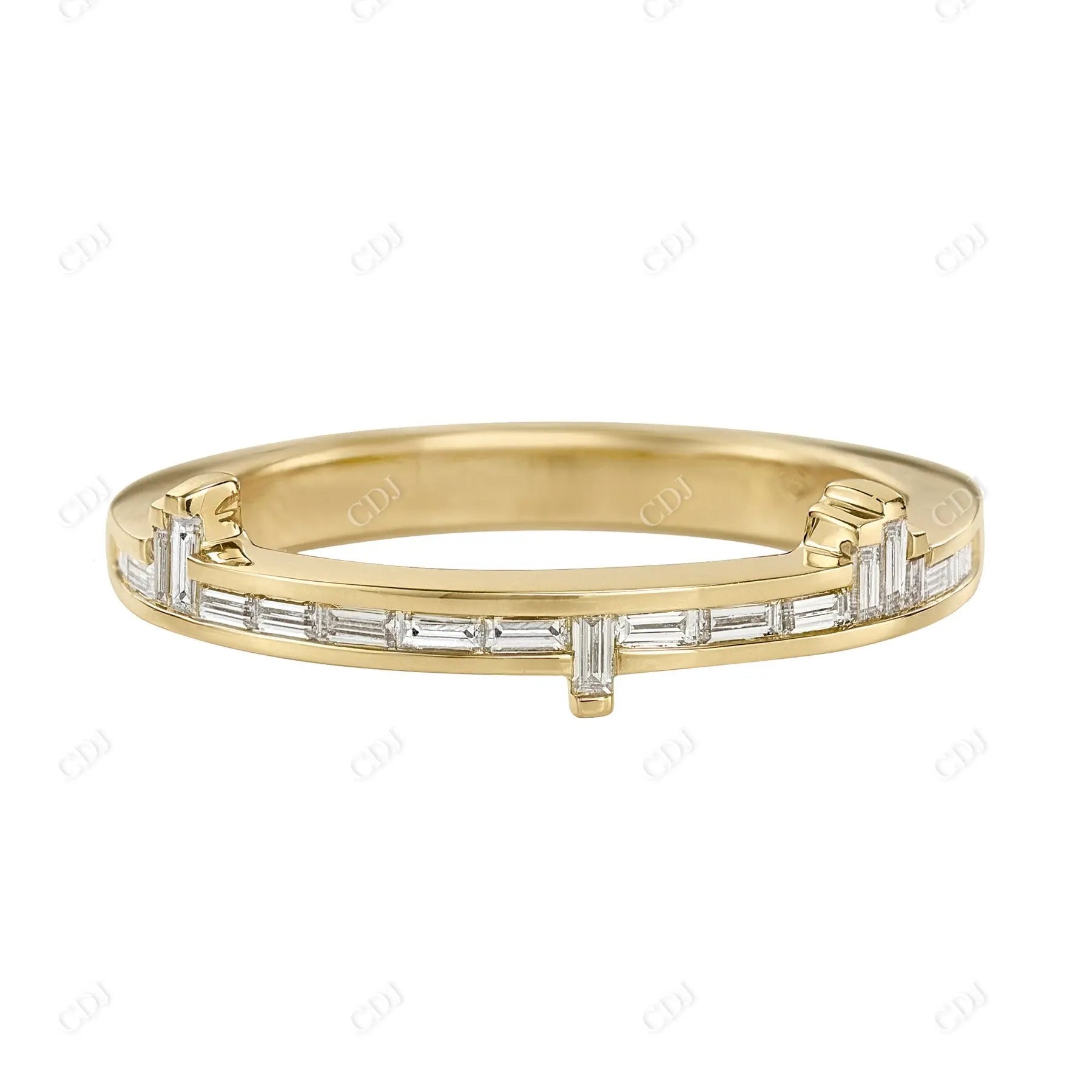 Pixel 0.25CTW Baguette Diamond Wedding Band  customdiamjewel 10KT Yellow Gold VVS-EF