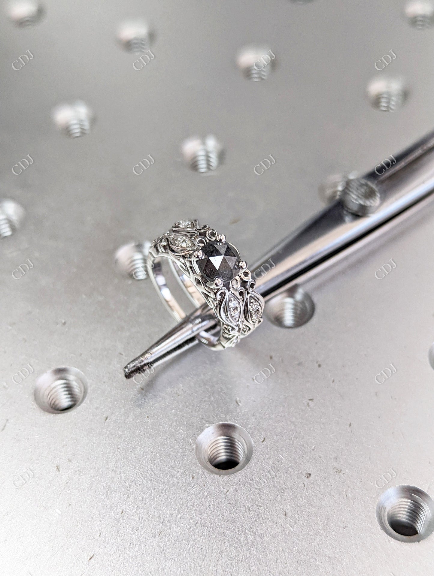 0.09CT Round Lab Grown Diamond Vintage Filigree Band  customdiamjewel   