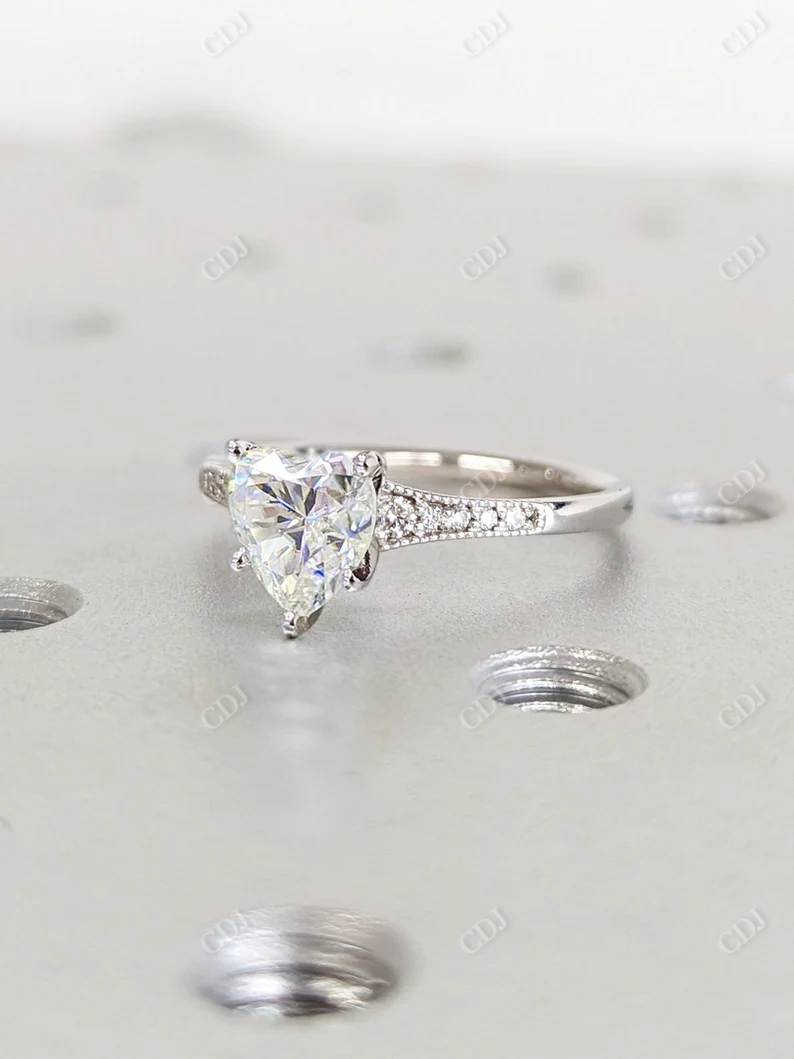 1.5CT Heart Shaped Moissanite Engagement Ring  customdiamjewel   