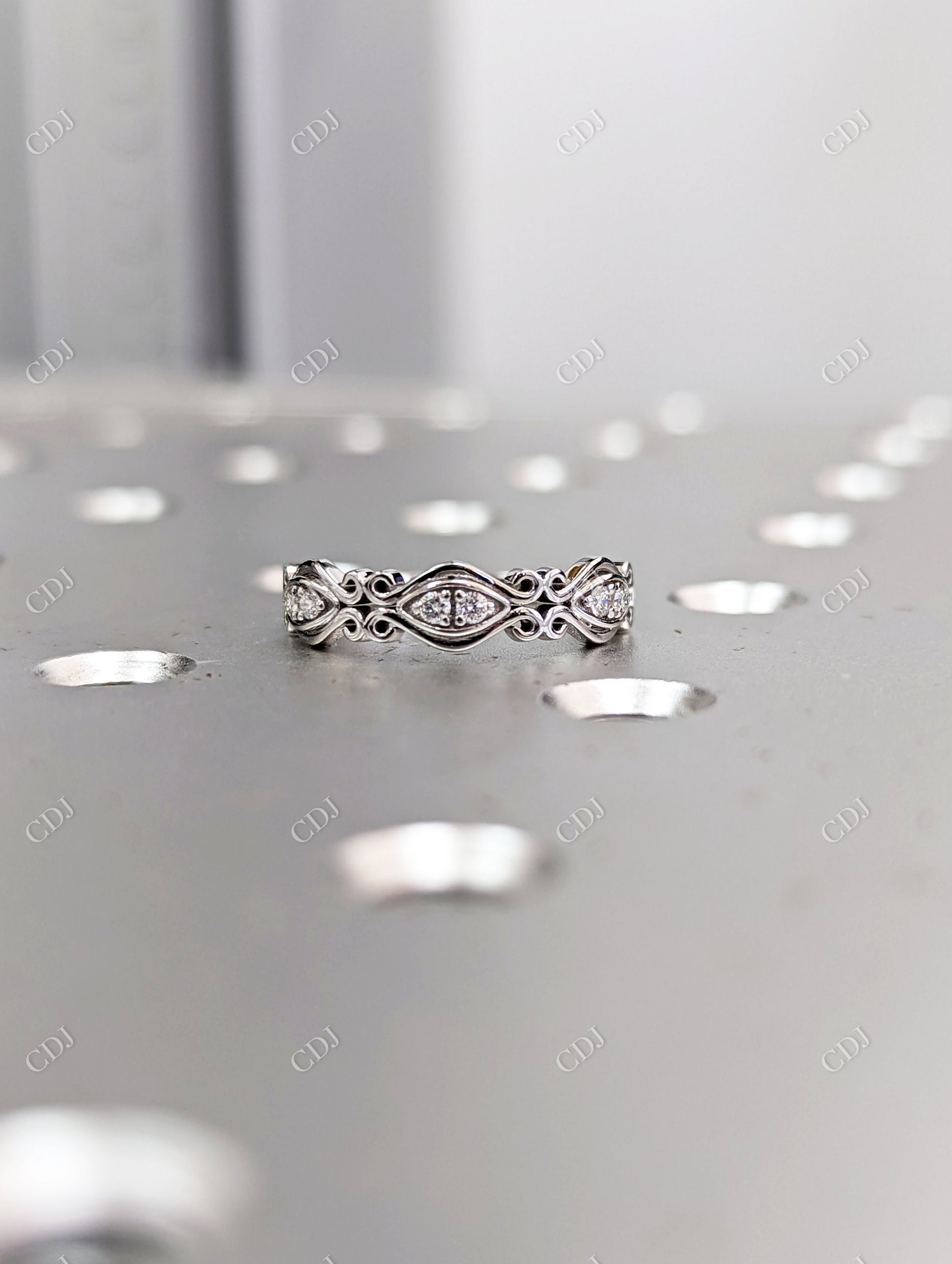 0.09CT Round Lab Grown Diamond Vintage Filigree Band  customdiamjewel   