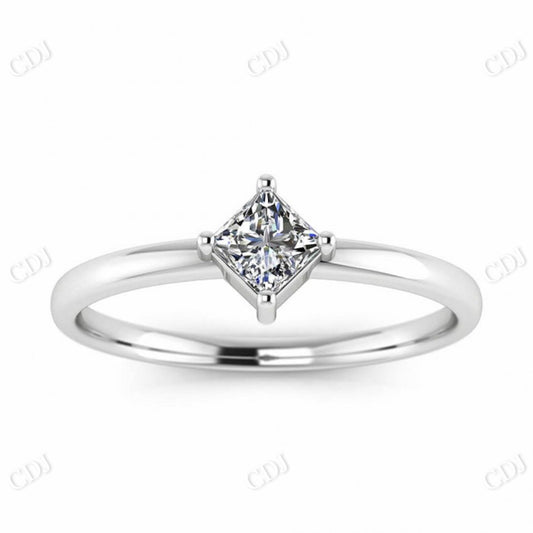 White Gold Thin Princess Cut Moissanite Delicate Ring  customdiamjewel 10 KT White Gold VVS-EF