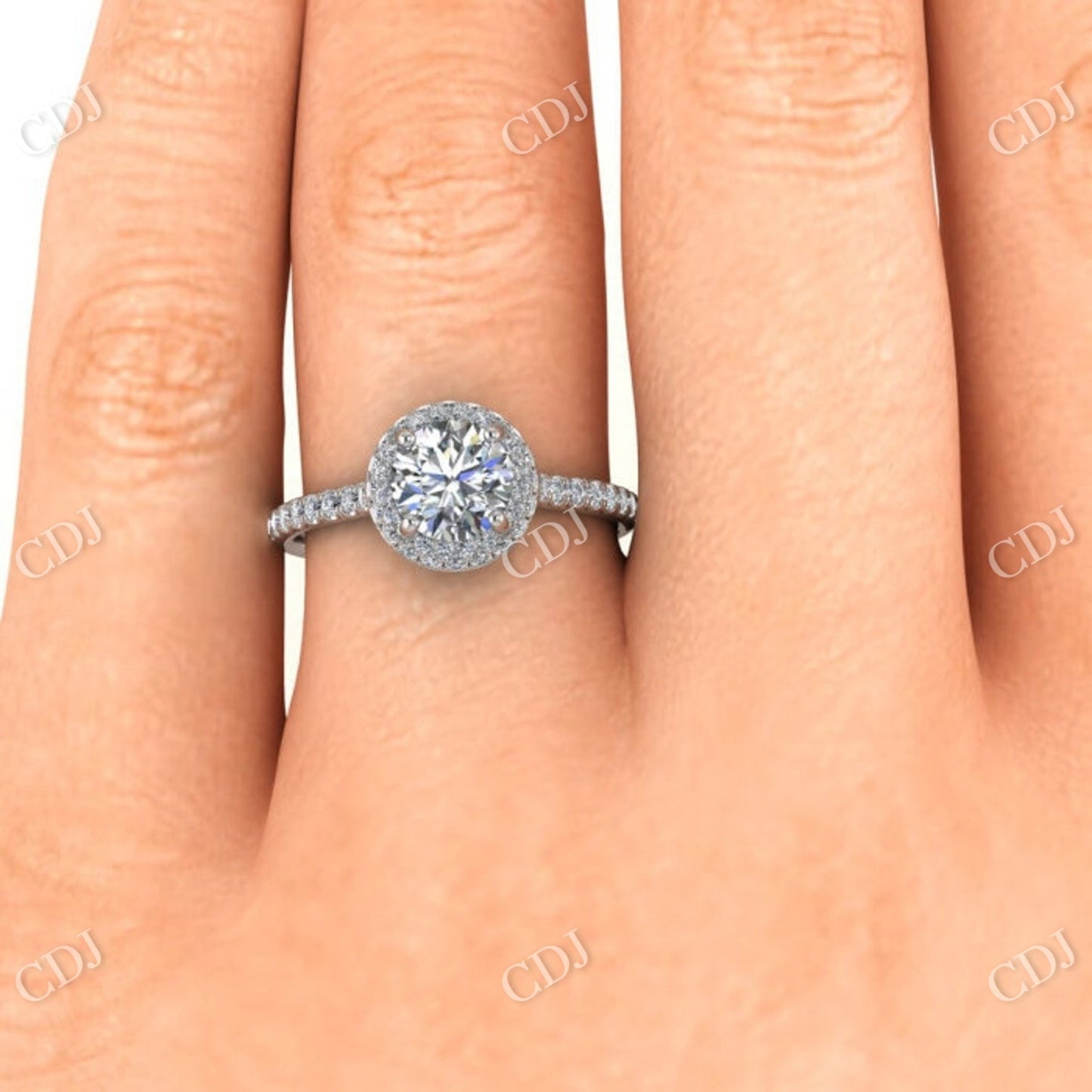 White Gold Double Halo Cushion Moissanite Engagement Ring  customdiamjewel   