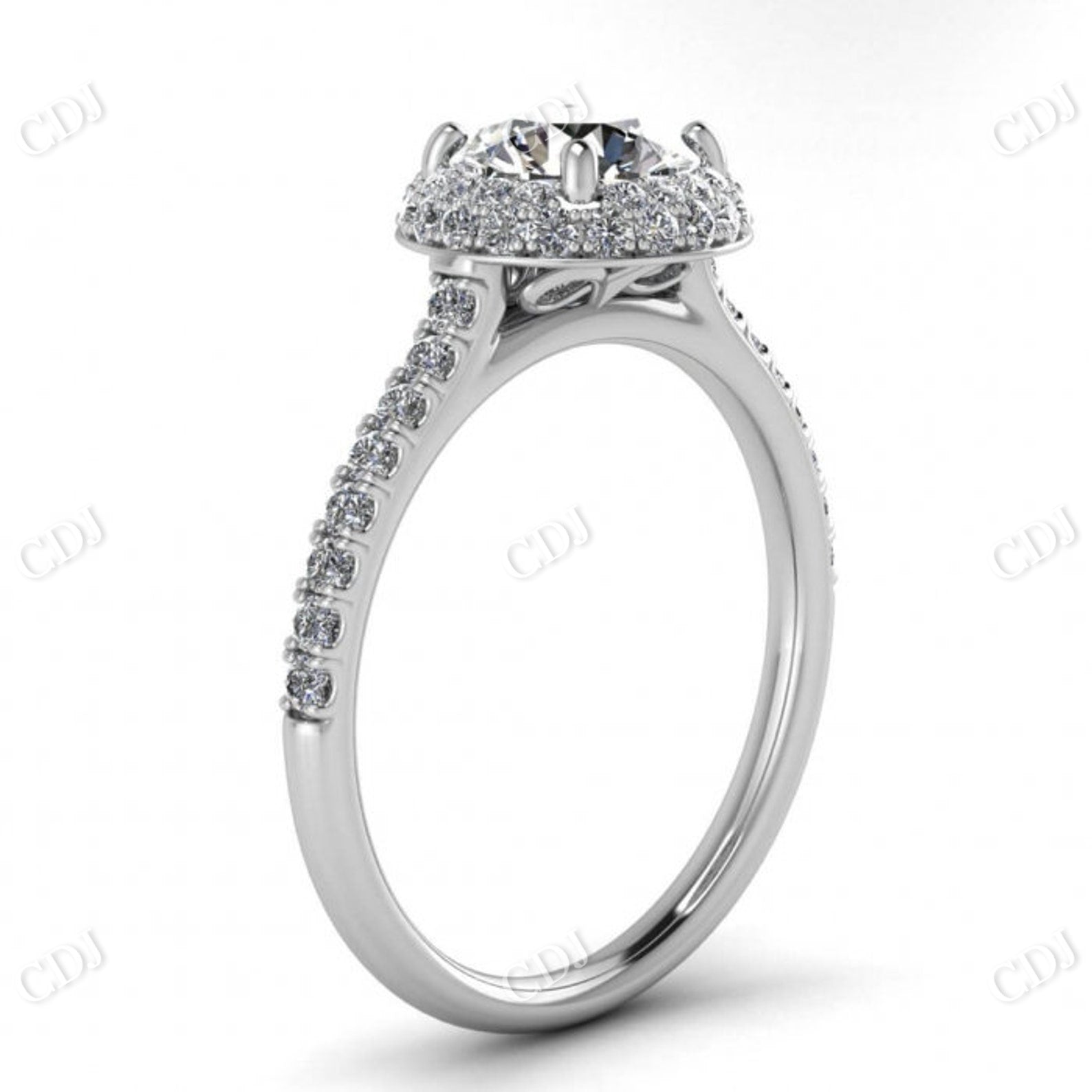 White Gold Double Halo Cushion Moissanite Engagement Ring  customdiamjewel   