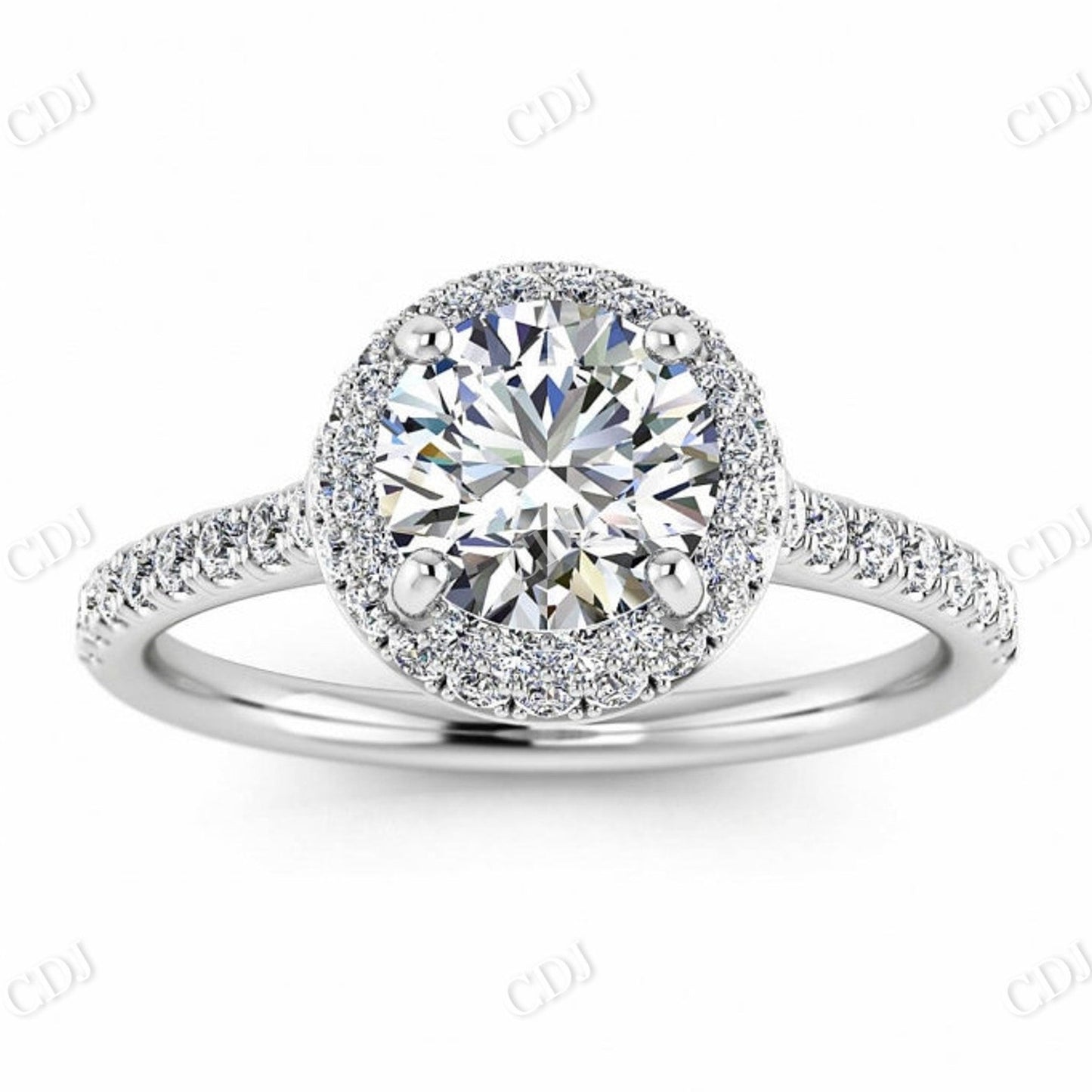 White Gold Double Halo Cushion Moissanite Engagement Ring  customdiamjewel   