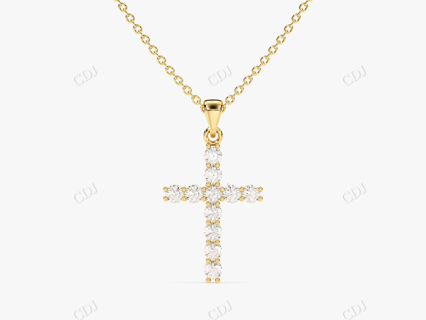 0.22CTW  Minimalist Moissanite Cross Necklace  customdiamjewel 10KT Yellow Gold VVS-EF