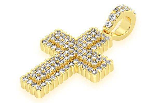 0.75CTW Half Bezel Cross Pendant  customdiamjewel   