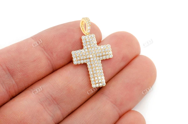 0.75CTW Half Bezel Cross Pendant  customdiamjewel   