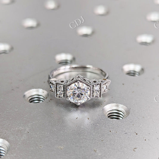 White Gold Antique Design Moissanite Engagement Ring  customdiamjewel 10 KT White Gold VVS-EF