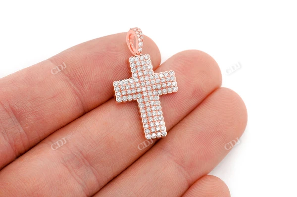 0.75CTW Half Bezel Cross Pendant  customdiamjewel   