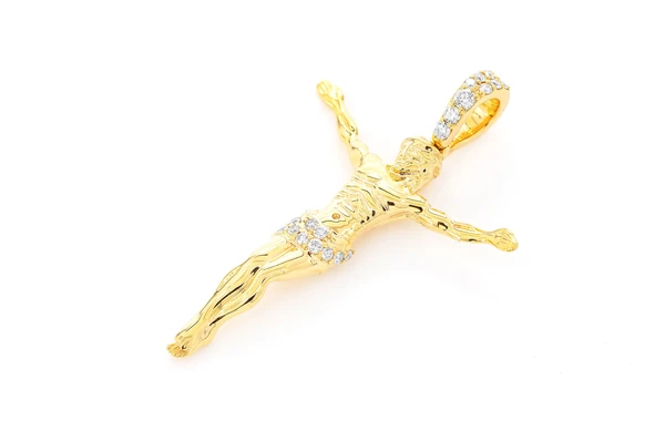 0.10CTW Crucifix Half Diamond Pendant  customdiamjewel   