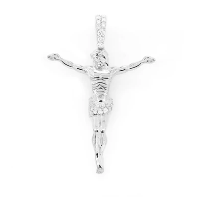 0.10CTW Crucifix Half Diamond Pendant  customdiamjewel   