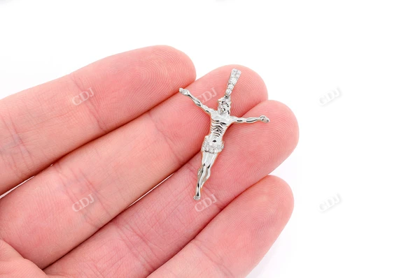 0.10CTW Crucifix Half Diamond Pendant  customdiamjewel   