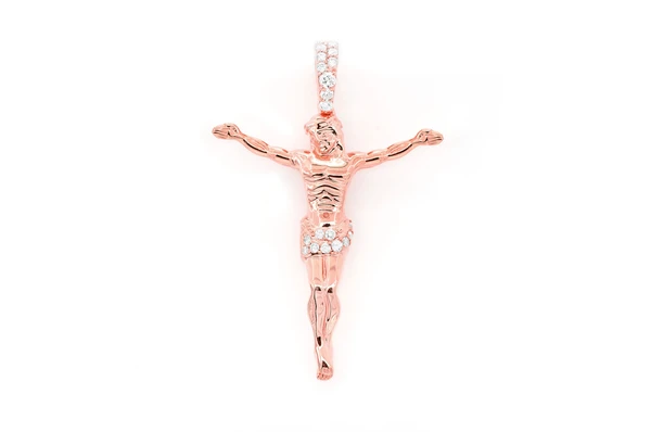 0.10CTW Crucifix Half Diamond Pendant  customdiamjewel   