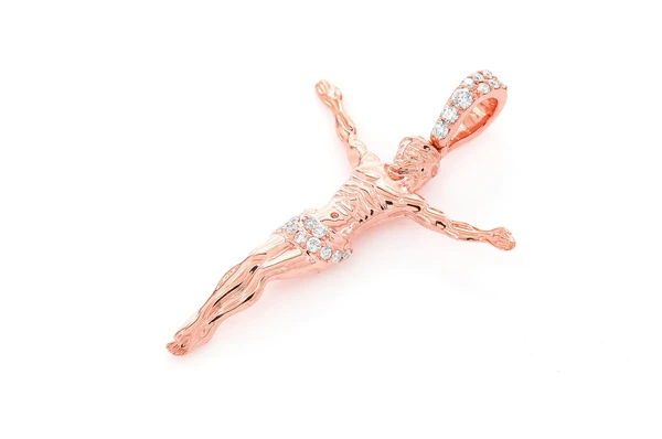 0.10CTW Crucifix Half Diamond Pendant  customdiamjewel   