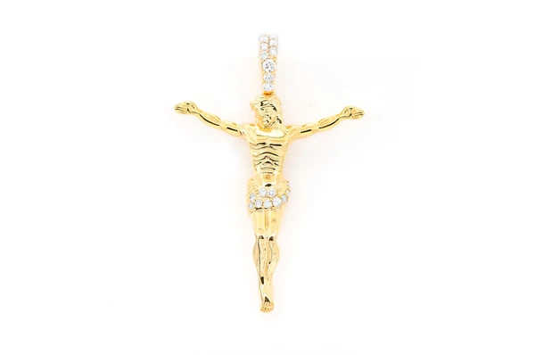 0.10CTW Crucifix Half Diamond Pendant  customdiamjewel   