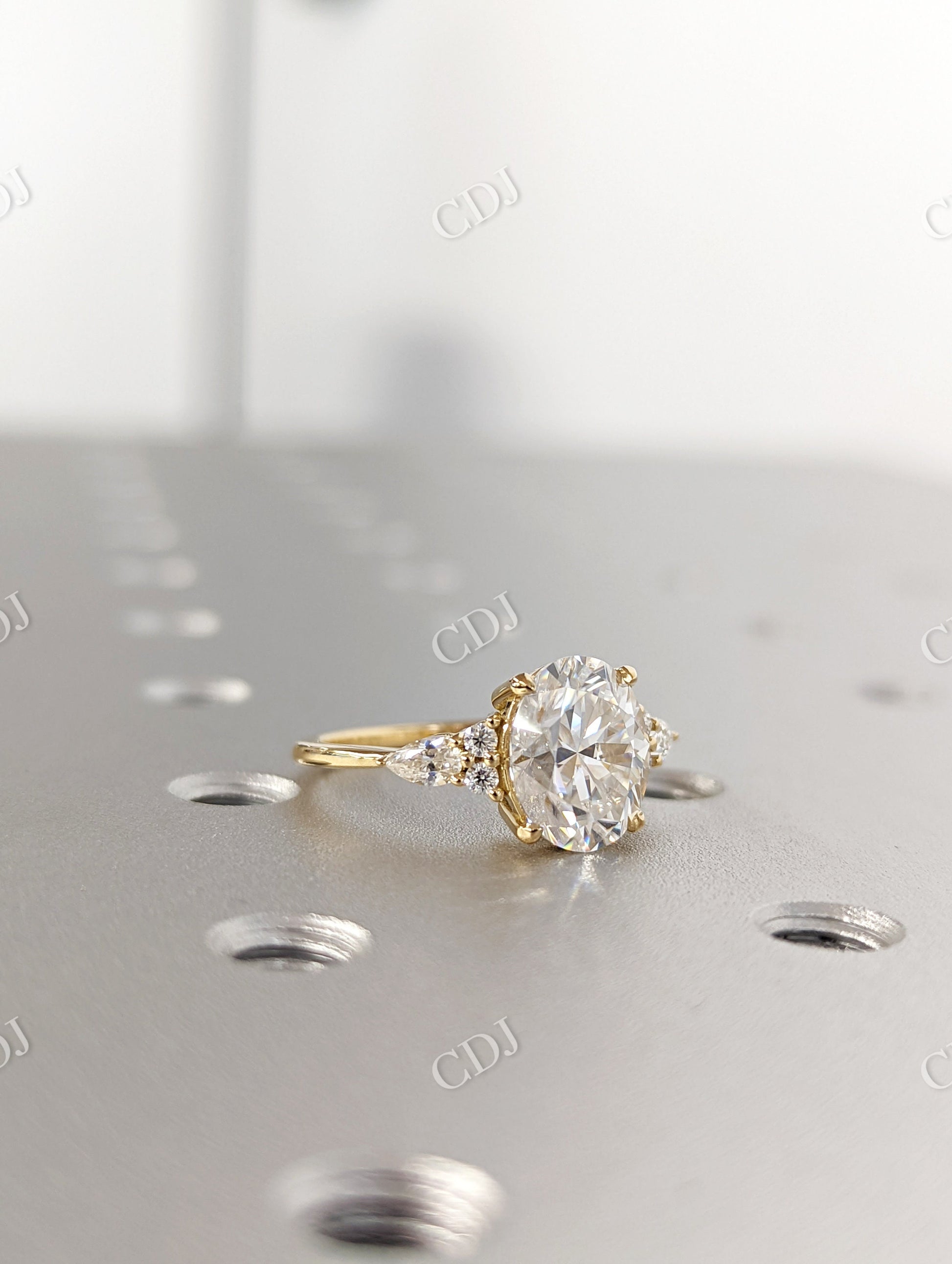 Yellow Gold Oval Cut Moissanite Bridal Ring Set  customdiamjewel   