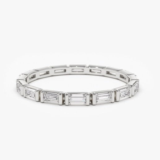 0.64CTW Baguette Cut Natural Diamond White Gold Full Eternity Band  customdiamjewel 10KT White Gold VVS-EF