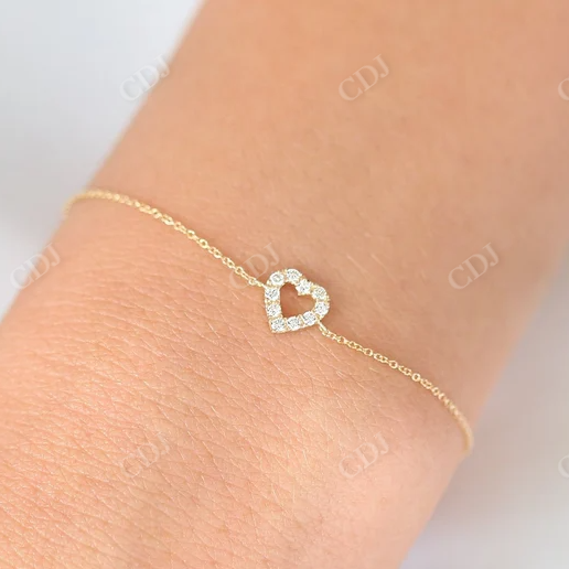 14K Gold Mini Diamond Heart Bracelet  customdiamjewel 10 KT Solid Gold Yellow Gold VVS-EF